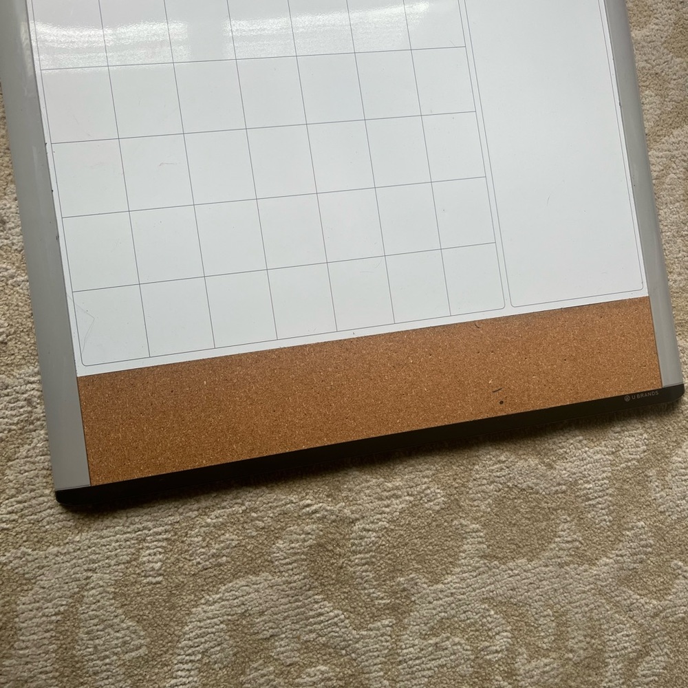 Wipable Calendar with note section and cork board